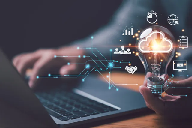 Digitalization of business processes on a laptop